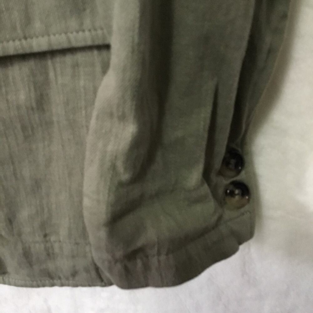 Zara Olive Green Linen Blend Button Over-Sized Blazer - Picture 4 of 14